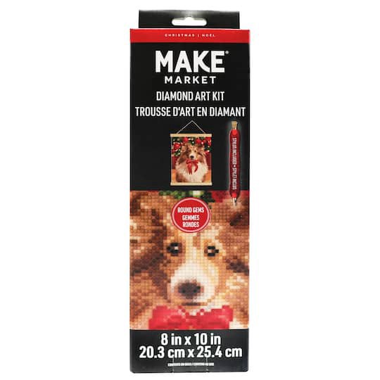 slide 1 of 4, 8" X 10" Collie Dog Diamond Art Kit With Frame By Make Market, 8 in x 10 in