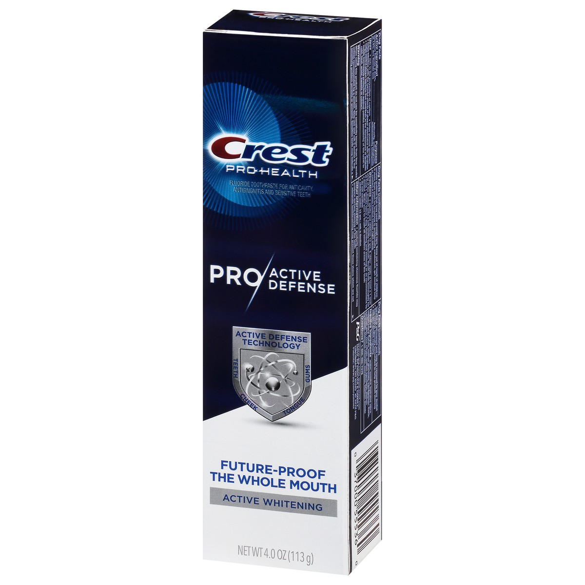 slide 3 of 9, Crest Pro-Health Pro Active Defense Active Whitening Fluoride Toothpaste 4 oz Box, 4 oz