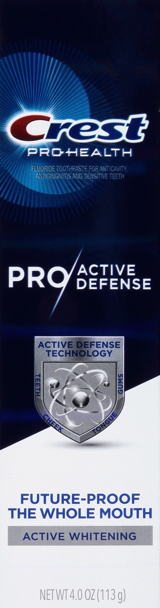 slide 6 of 9, Crest Pro-Health Pro Active Defense Active Whitening Fluoride Toothpaste 4 oz Box, 4 oz