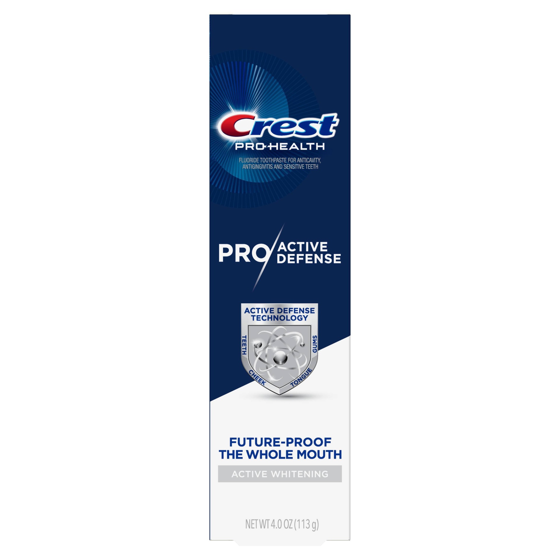 slide 1 of 1, Crest Pro-Health Pro/Active Defense Active Whitening Toothpaste, 4 oz