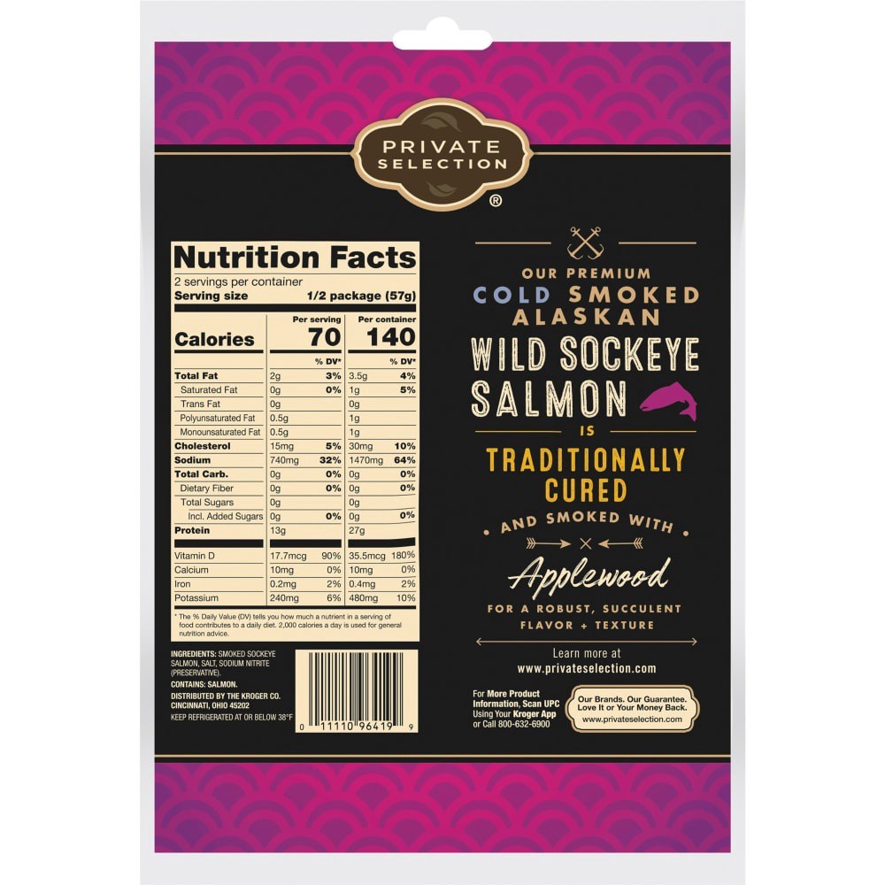slide 2 of 2, Private Selection Traditional Cold Smoked Alaskan Wild Sockeye Salmon, 4 oz