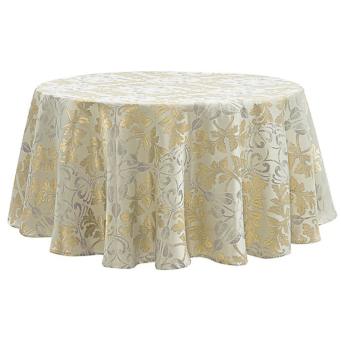 slide 1 of 1, Waterford Linens Octavia Round Tablecloth - Gold, 90 in