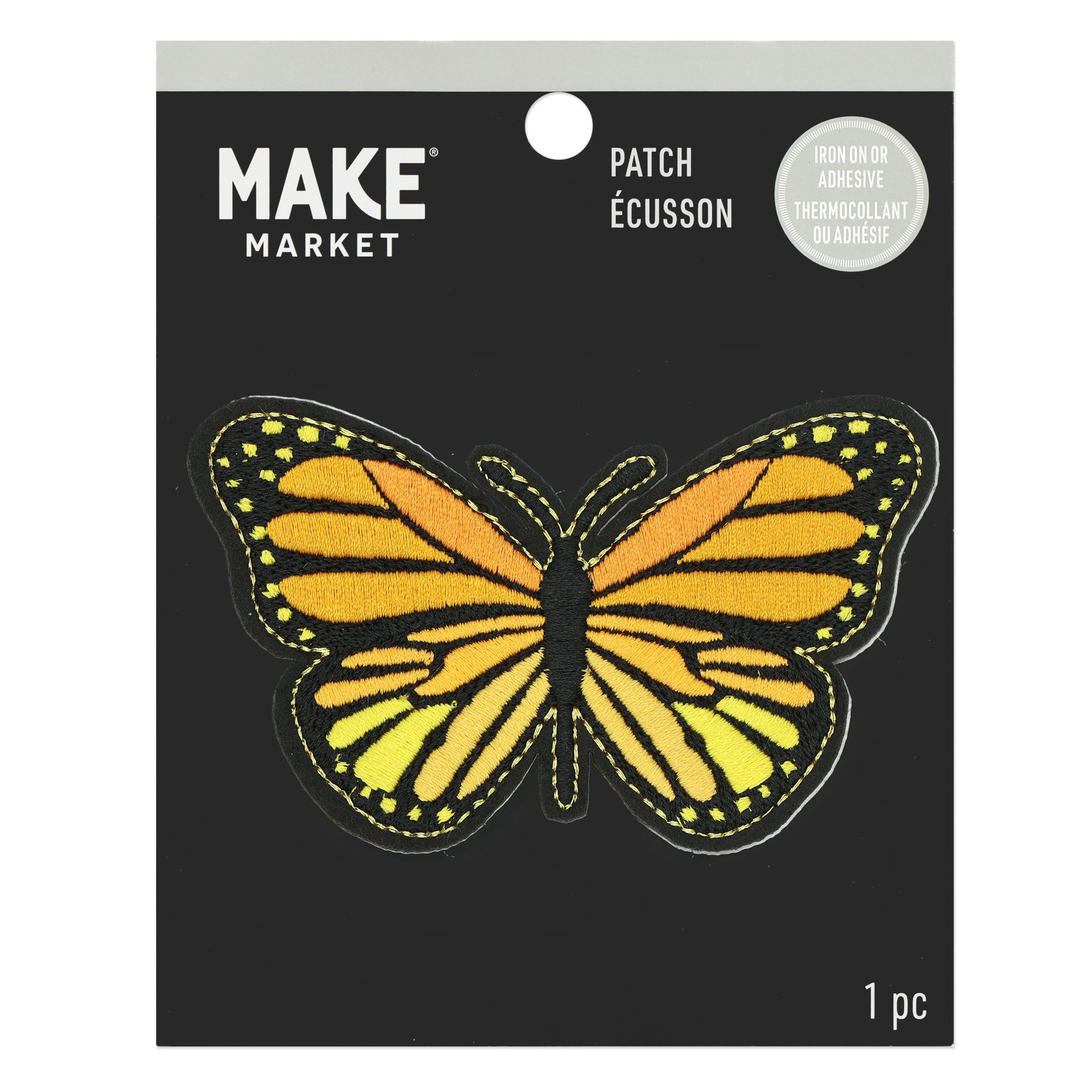 slide 3 of 4, Iron-On & Adhesive Butterfly Embroidered Patch By Make Market, 3.74 in x 2.24 in