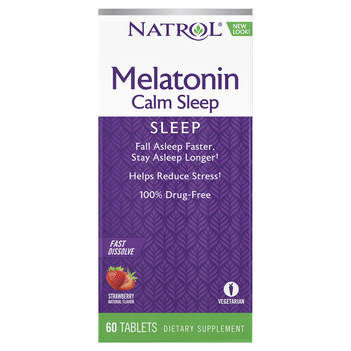 slide 1 of 1, Natrol Advanced Melatonin Calm Sleep Fast Dissolve Dietary Supplement Strawberry Tablets, 60 ct