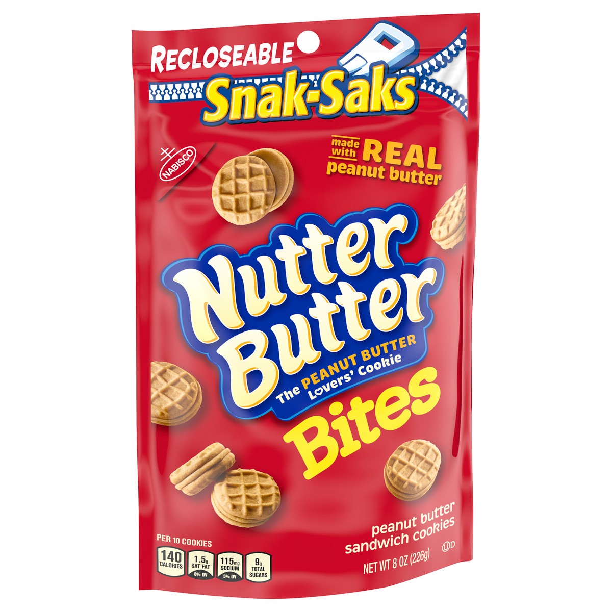 slide 2 of 9, Nutter Butter Bites Peanut Butter Sandwich Cookies, Snak-Saks, 8 oz, 8 oz