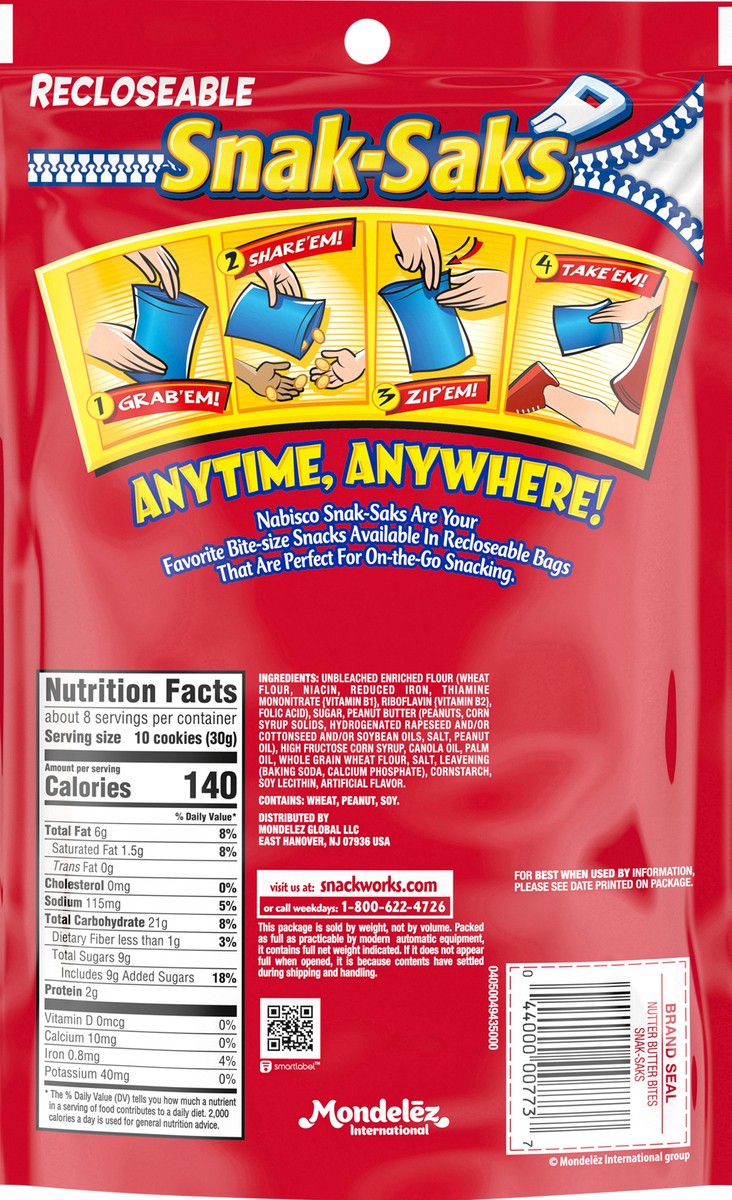 slide 8 of 9, Nutter Butter Bites Peanut Butter Sandwich Cookies, Snak-Saks, 8 oz, 8 oz