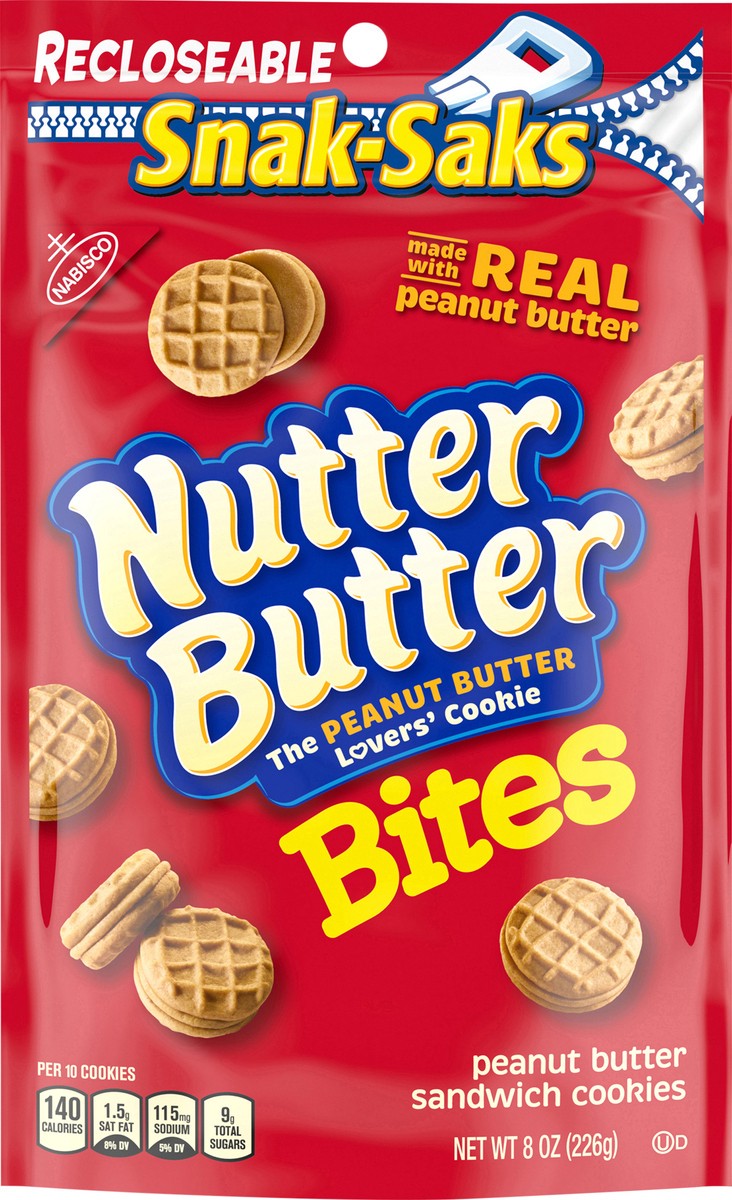 slide 4 of 9, Nutter Butter Bites Peanut Butter Sandwich Cookies, Snak-Saks, 8 oz, 8 oz