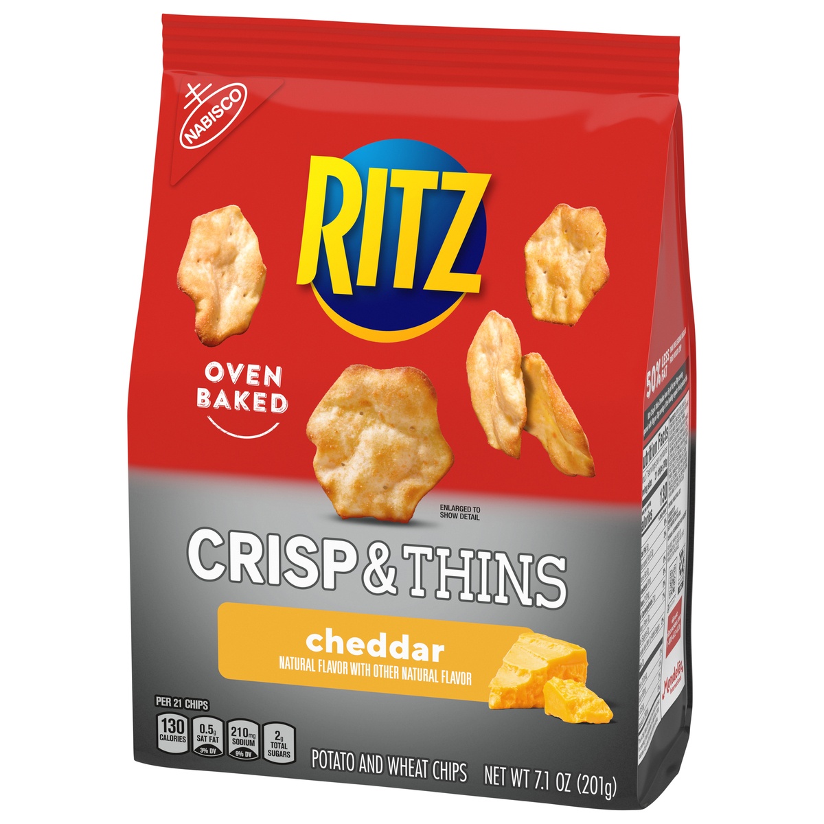 slide 2 of 9, Ritz Crisp & Thins Cheddar Potato and Wheat Chips 7.1 oz, 7.1 oz