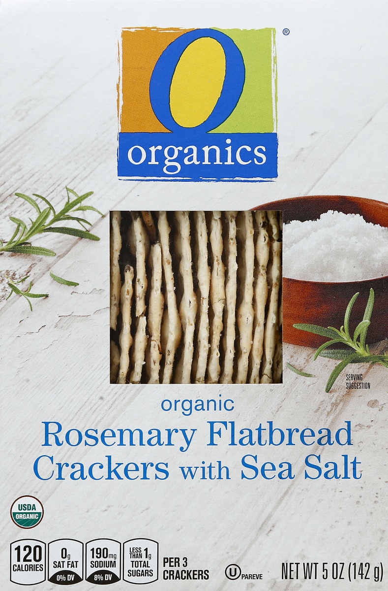 slide 2 of 4, O Organics Crackers, Flatbread, Organic, Rosemary With Sea Salt, 5 oz