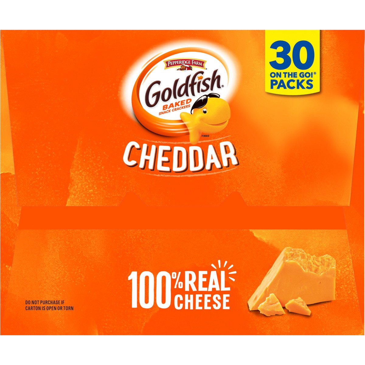 slide 9 of 9, Pepperidge Farm Goldfish Cheddar Crackers, Snack Pack, 1 oz, 30 CT Multi-Pack Box, 