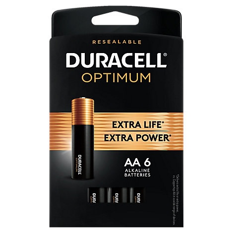 slide 1 of 1, Duracell Optimum Aa Alkaline Batteries, 6 ct
