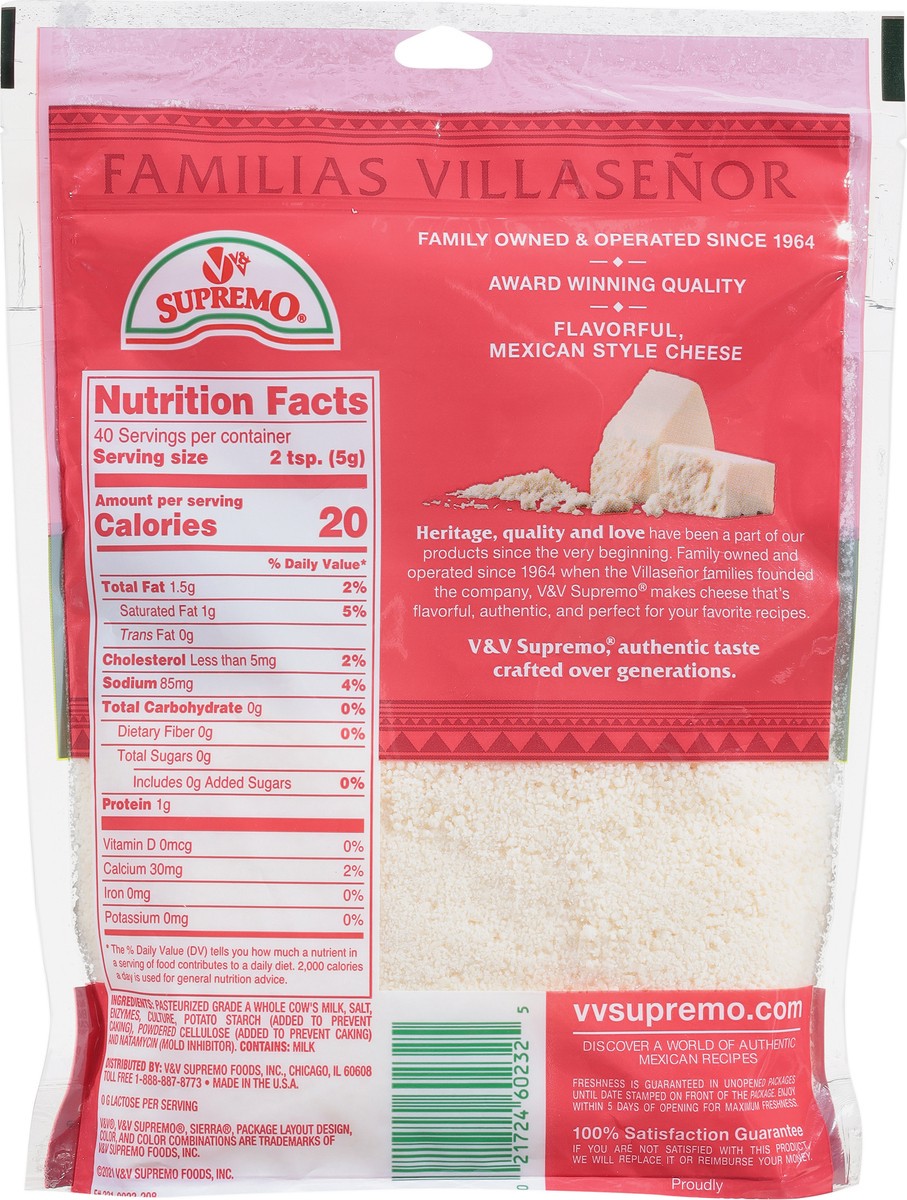 slide 5 of 14, Supremo Natural Sierra Brand Cotija Grated Cheese 7.06 oz, 1 ct