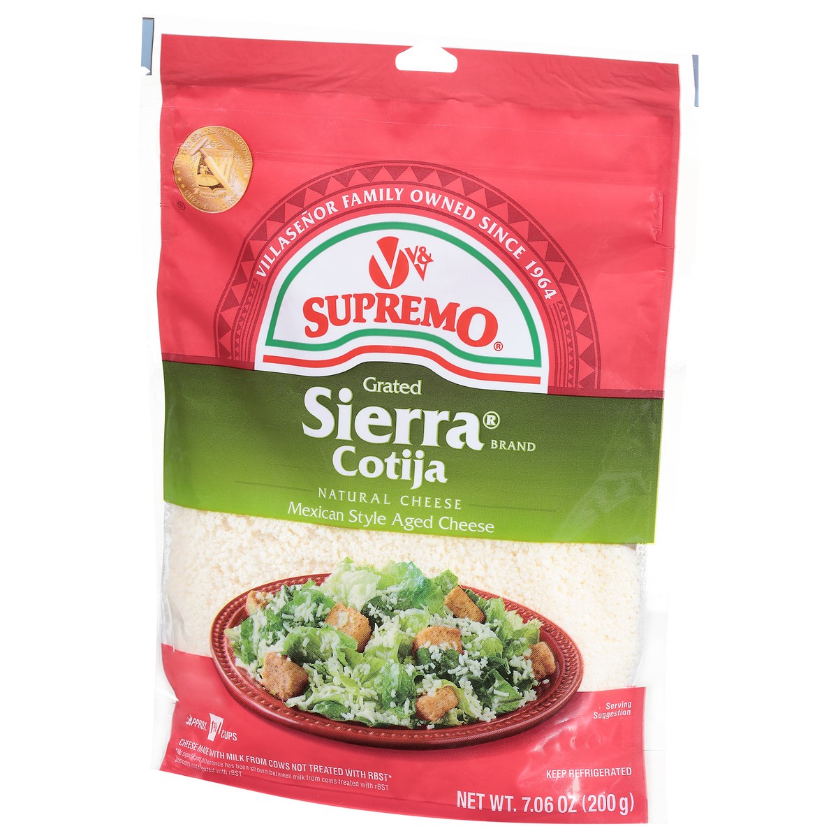 slide 10 of 14, Supremo Natural Sierra Brand Cotija Grated Cheese 7.06 oz, 1 ct