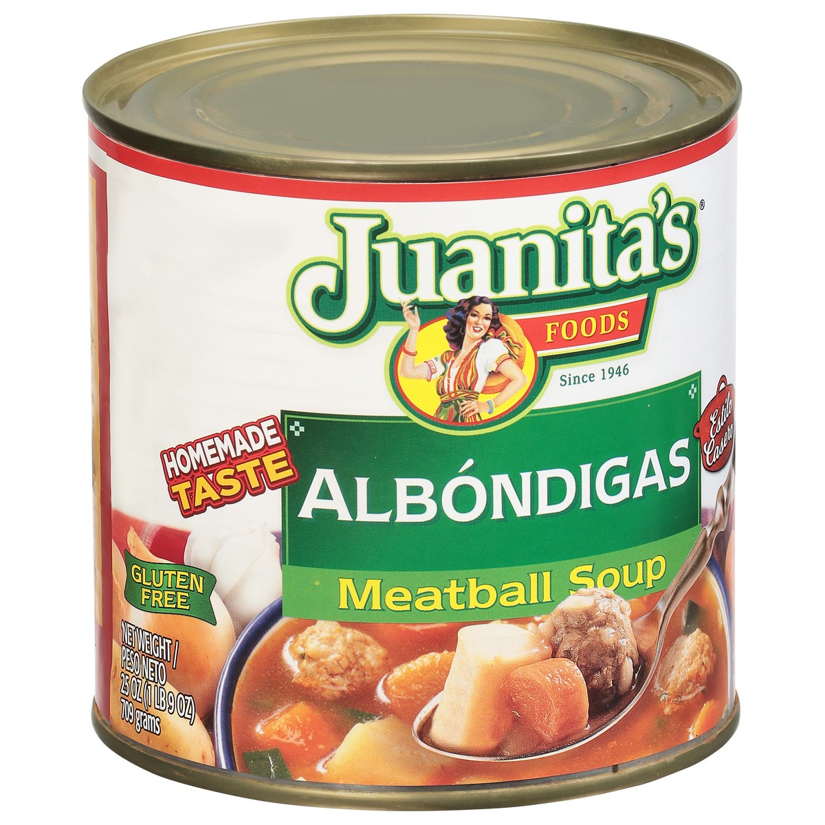 slide 4 of 9, Juanita's Albondigas Meatball Soup, 25 oz Can, 25 oz