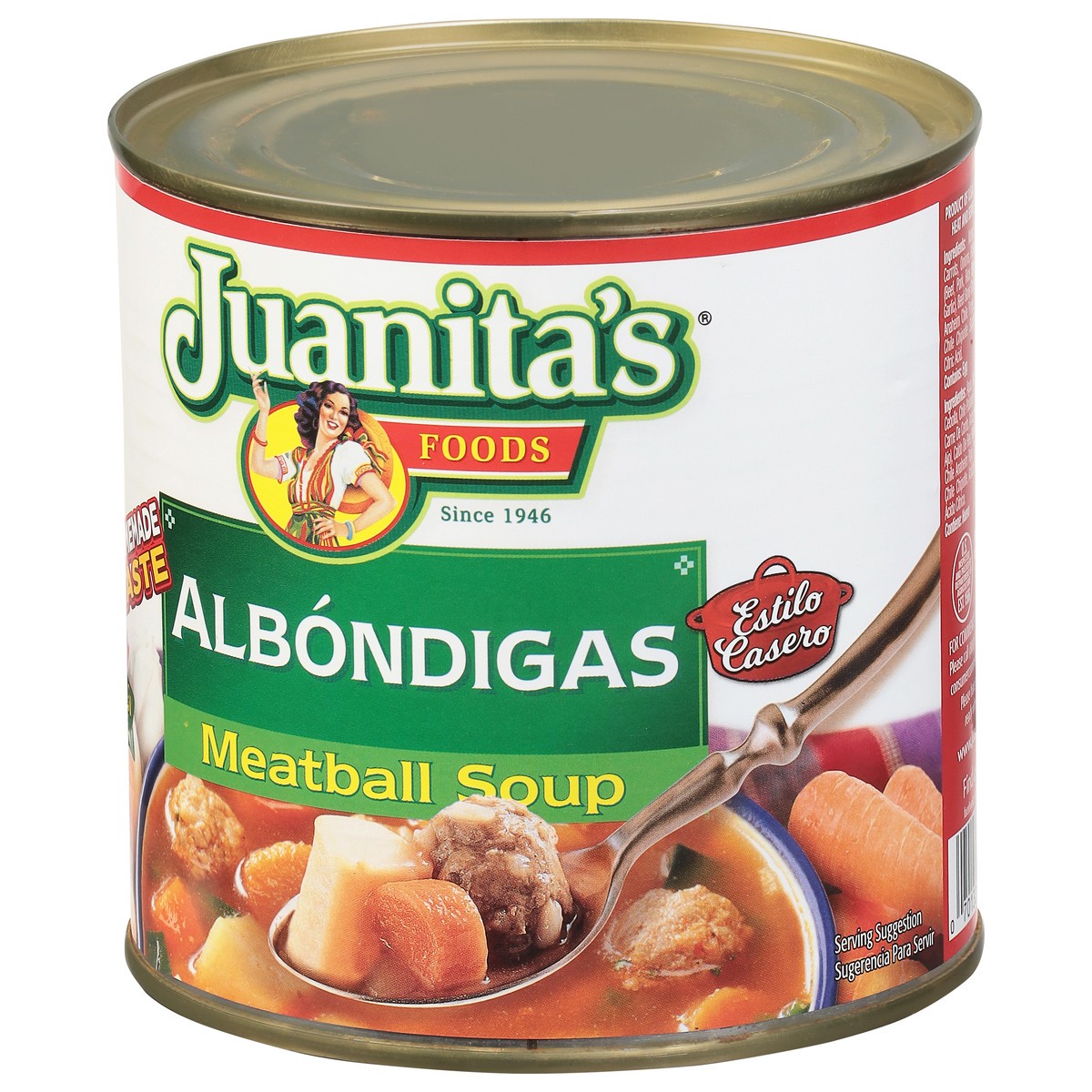 slide 2 of 9, Juanita's Albondigas Meatball Soup, 25 oz Can, 25 oz