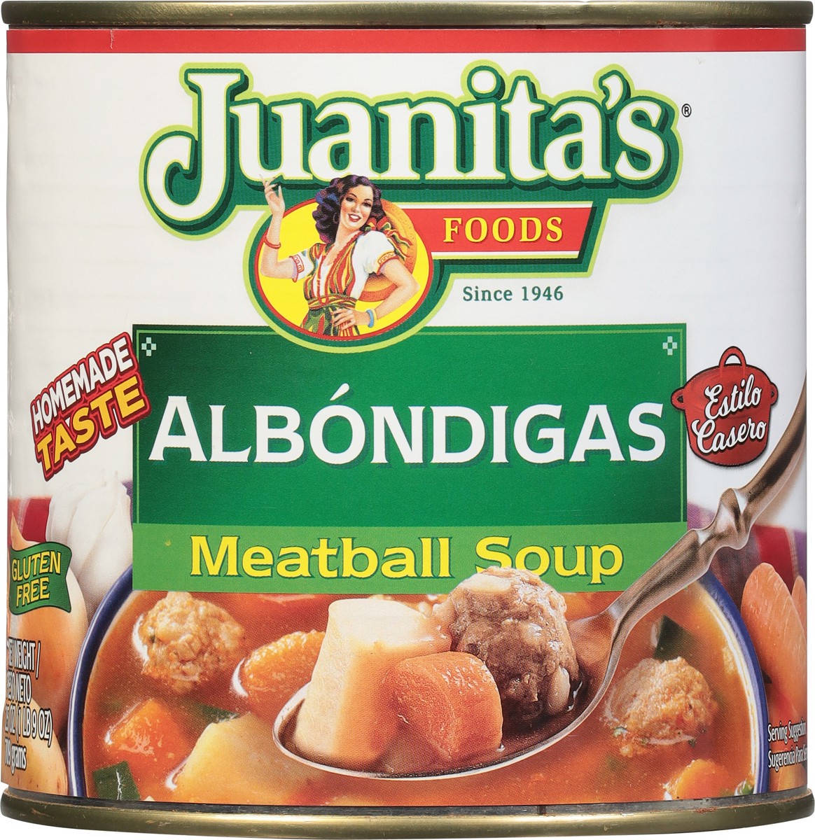 slide 3 of 9, Juanita's Albondigas Meatball Soup, 25 oz Can, 25 oz