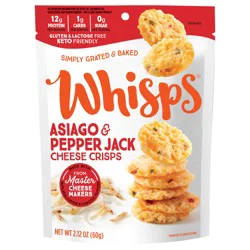 Whisps Asiago & Pepper Jack Cheese Crisps, 100% Real Cheese Baked Snack- 2.12 oz
