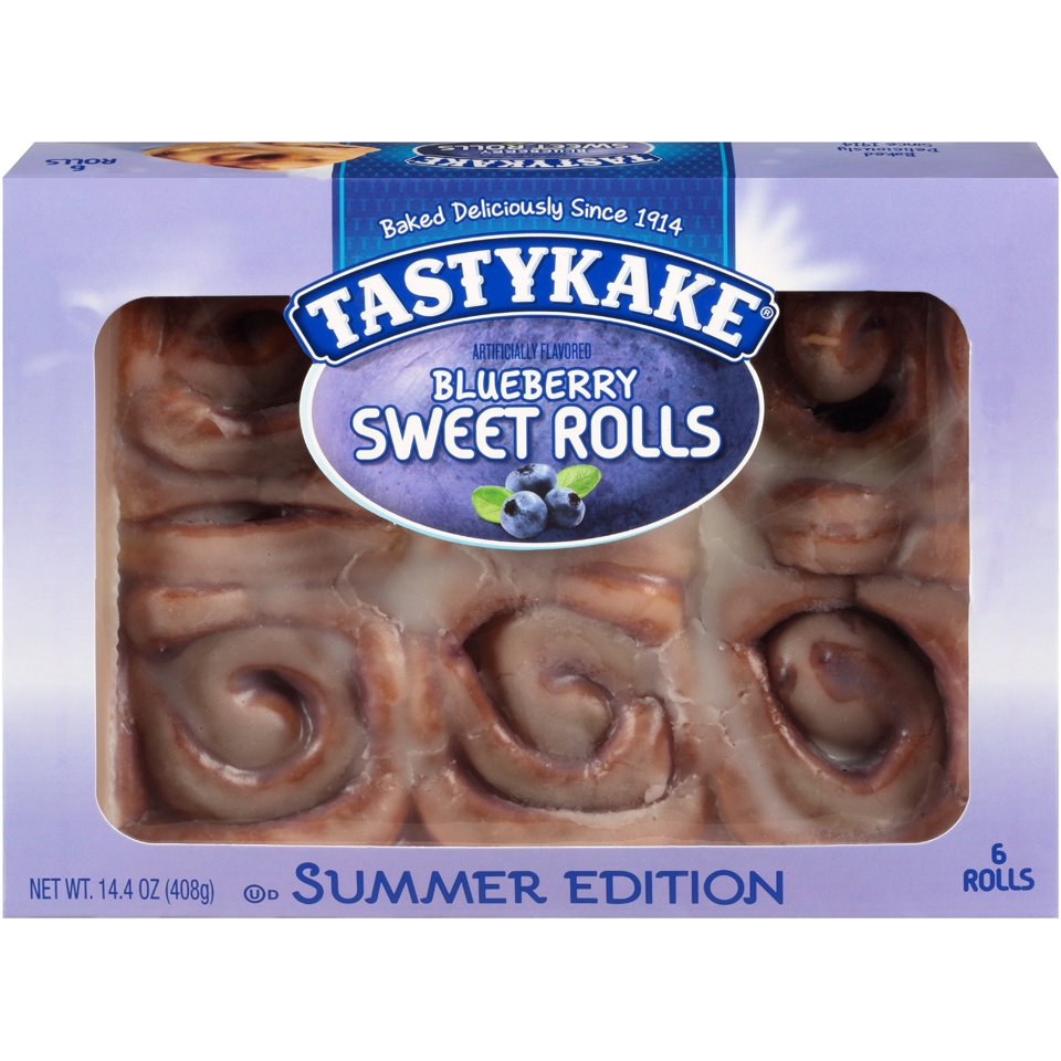slide 1 of 8, Tastykake Blueberry Sweet Rolls, 6 ct; 2.4 oz