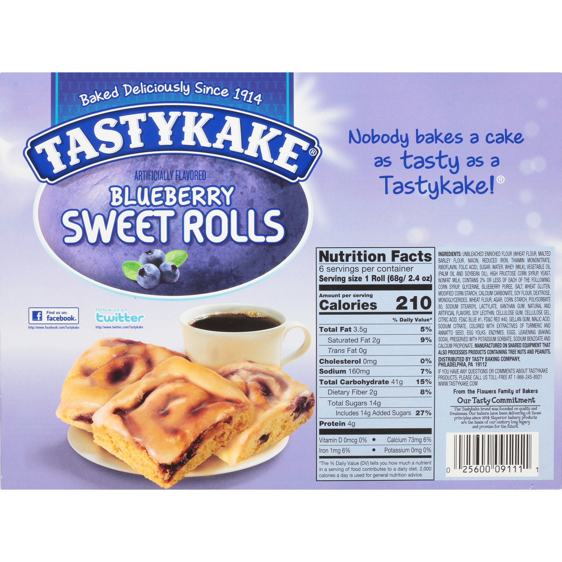 slide 6 of 8, Tastykake Blueberry Sweet Rolls, 6 ct; 2.4 oz