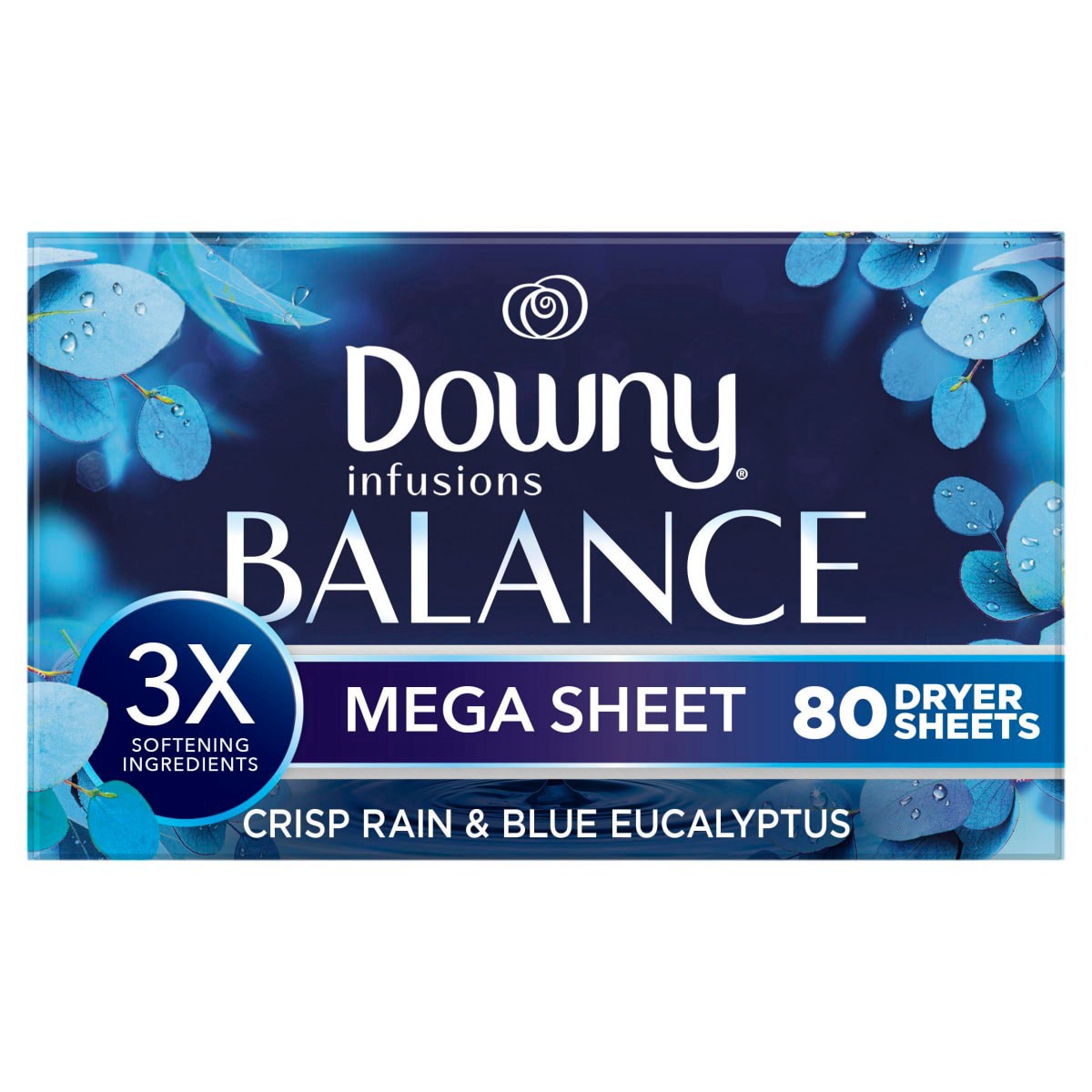 slide 1 of 29, Downy Dryer Sheets Rain, 80 ct