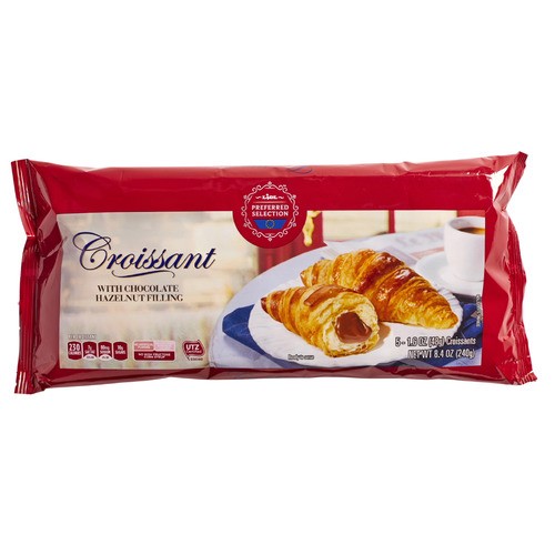 slide 1 of 1, Lidl Preferred Selection croissant with chocolate hazelnut filling, 5 ct; 1.6 oz