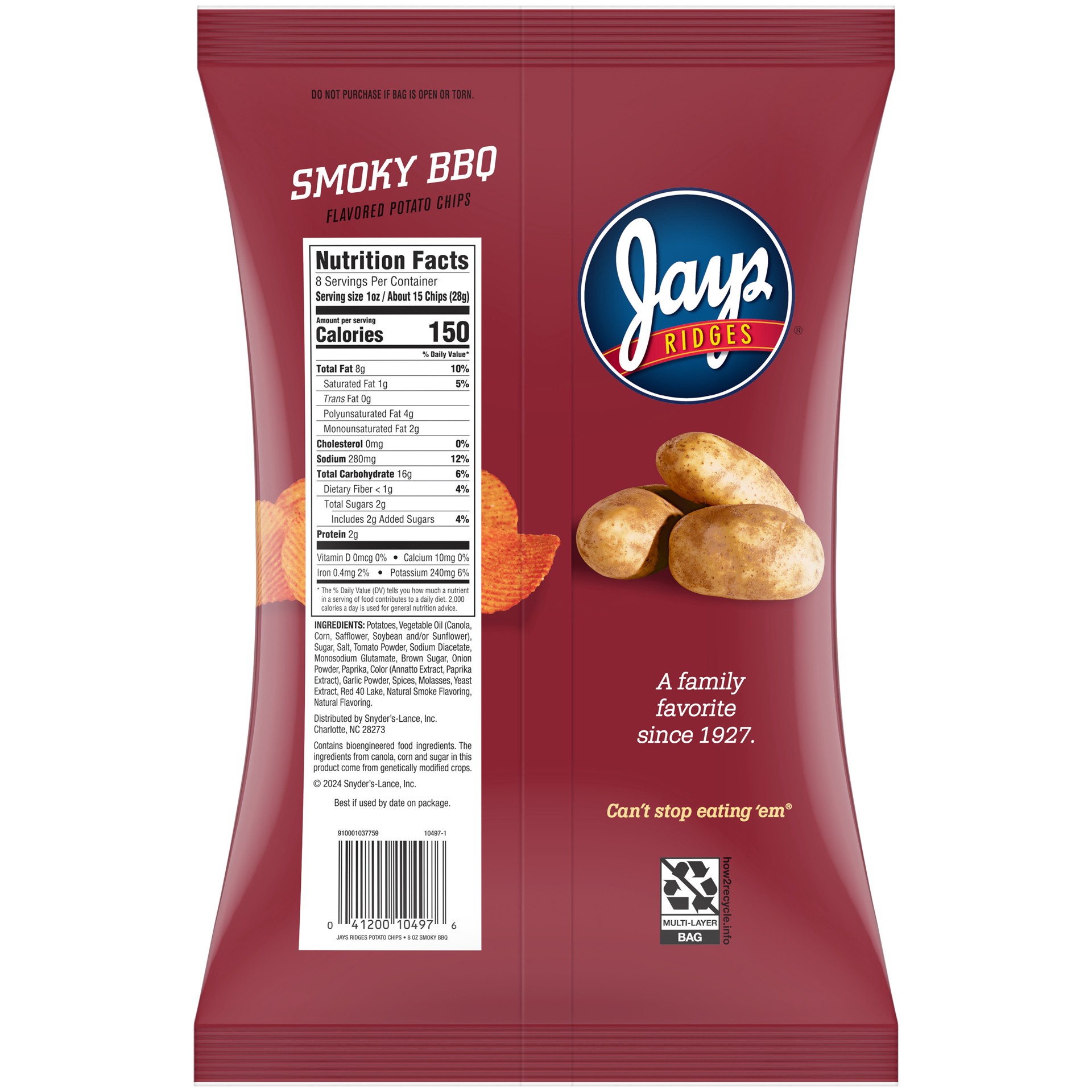 slide 4 of 6, Jay's Smoky Bbq Chips, 8 oz