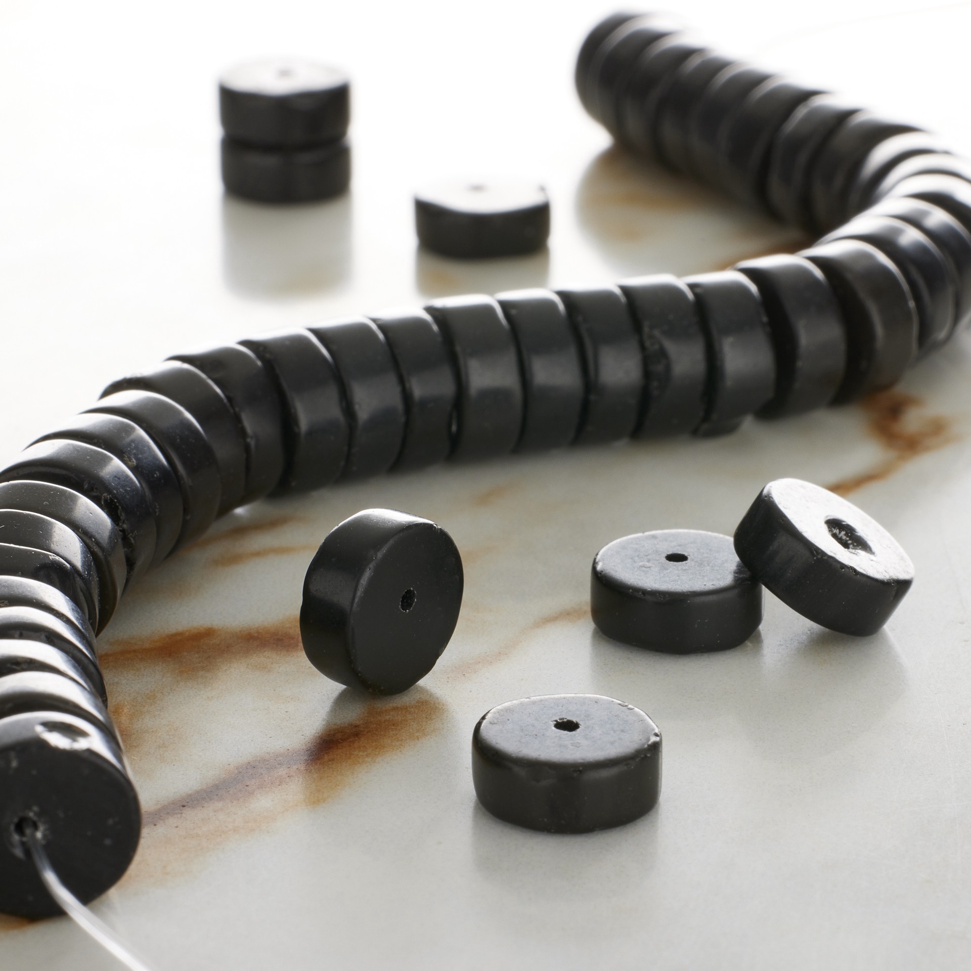 slide 2 of 3, Black Jasper Heishi Beads, 10mm By Bead Landing, 10mm