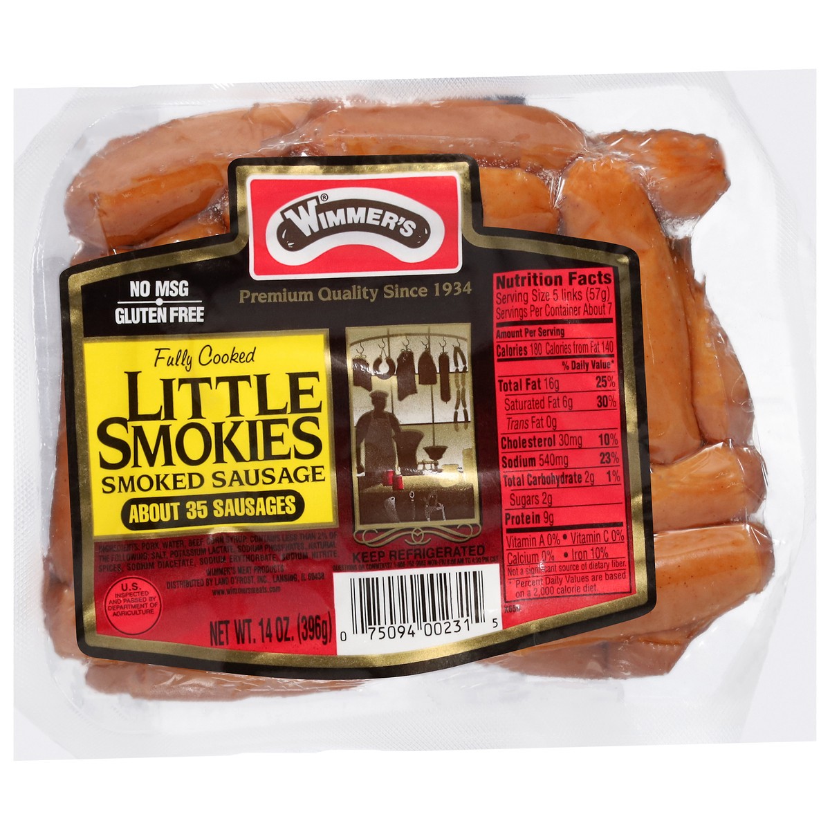 slide 6 of 13, Wimmer's Smoked Sausage, 14 oz