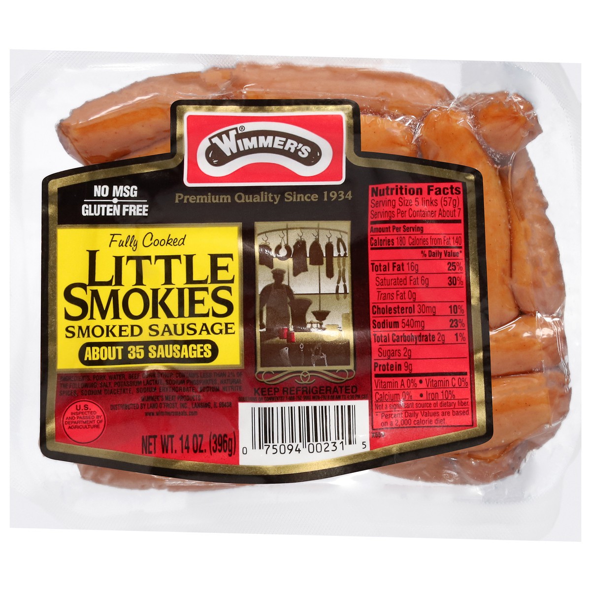 slide 12 of 13, Wimmer's Smoked Sausage, 14 oz