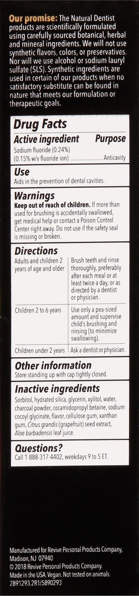 slide 13 of 13, The Natural Dentist Charcoal Whitening Cocomint Flavor Fluoride Toothpaste 5.0 oz, 5 oz