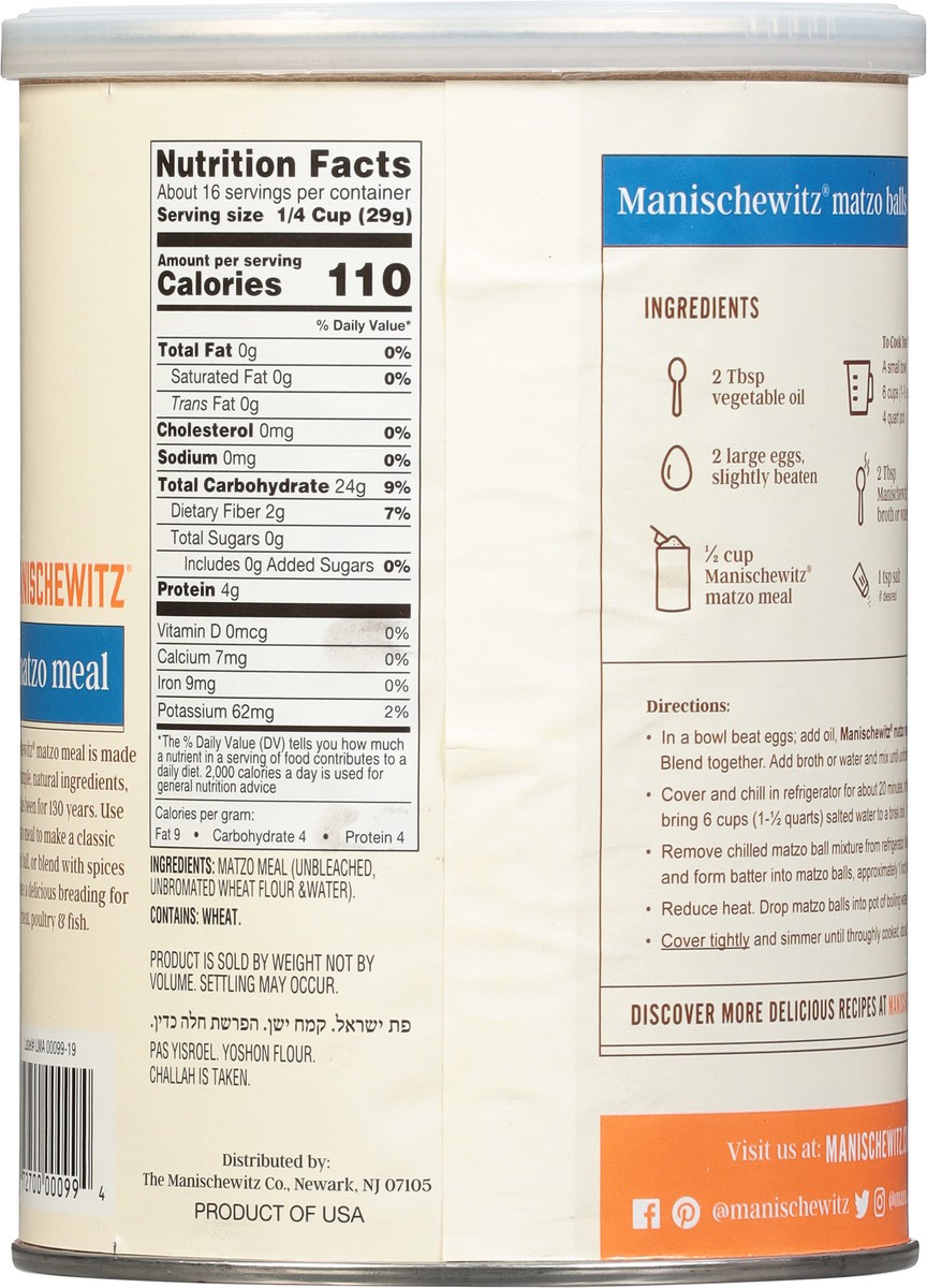 slide 5 of 9, Manischewitz Matzo Meal, 16 oz