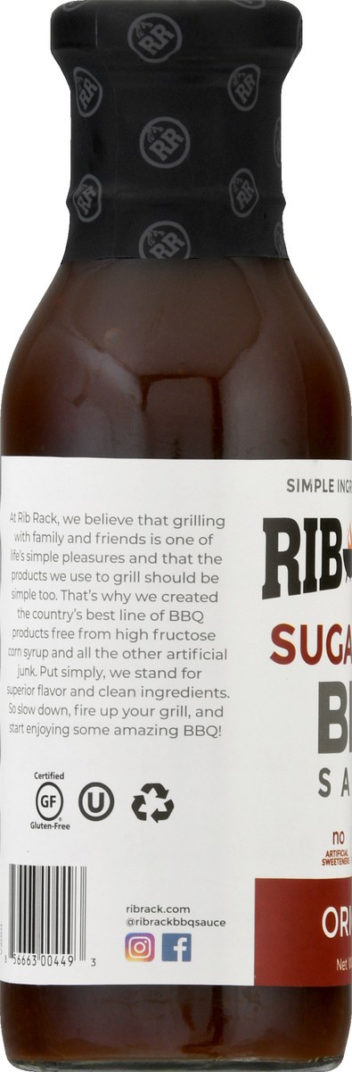 slide 2 of 14, Rib Rack Sugar Free Bbq Sauce Original, 11 oz