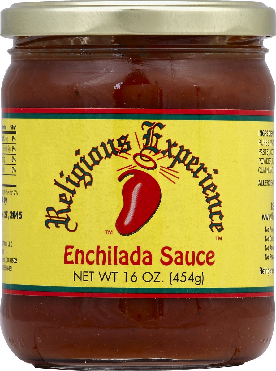 slide 1 of 2, Religious Experience Enchilada Sauce 16 oz, 16 oz