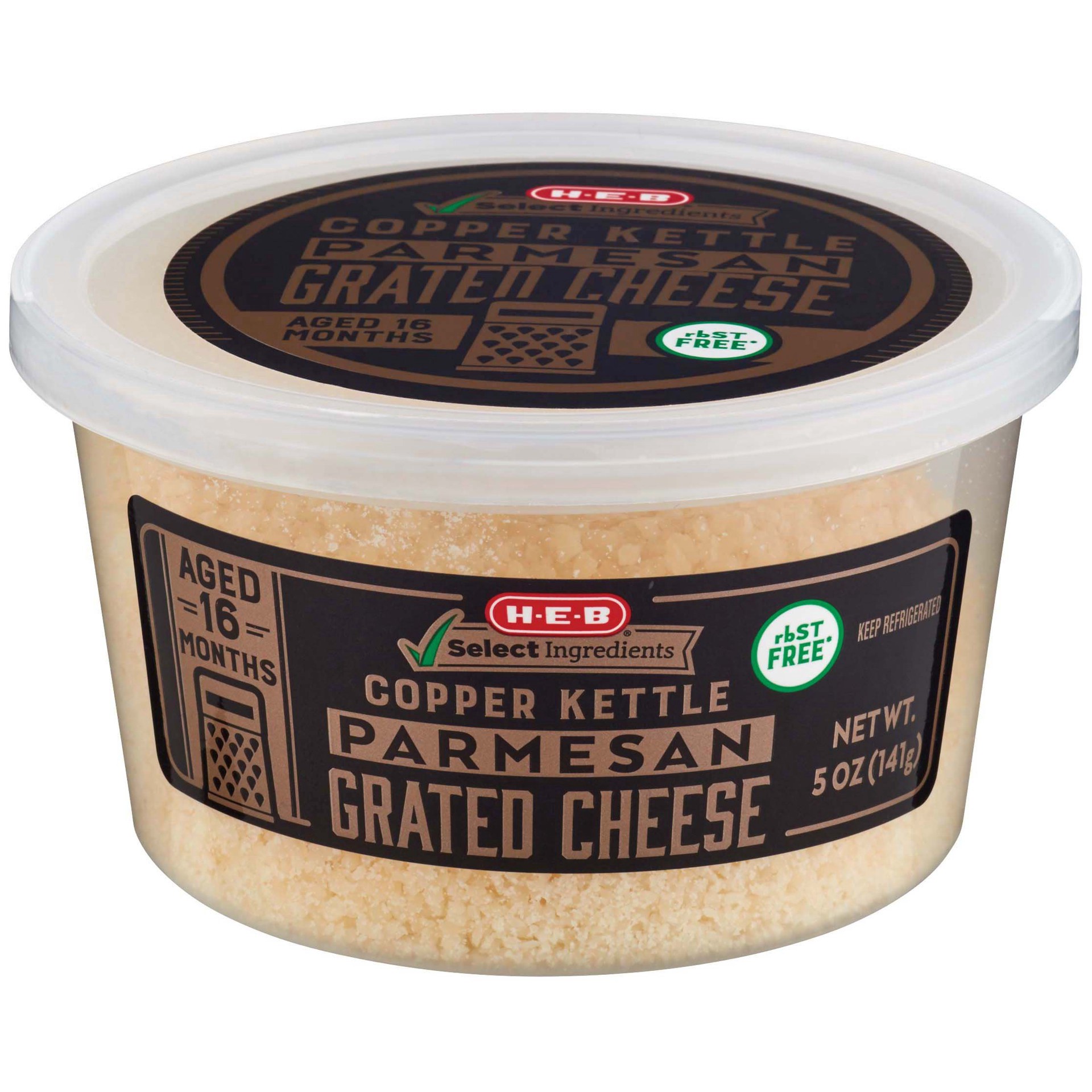 slide 1 of 1, H-E-B Select Ingredients Copper Kettle Parmesan Grated Cheese, 5 oz