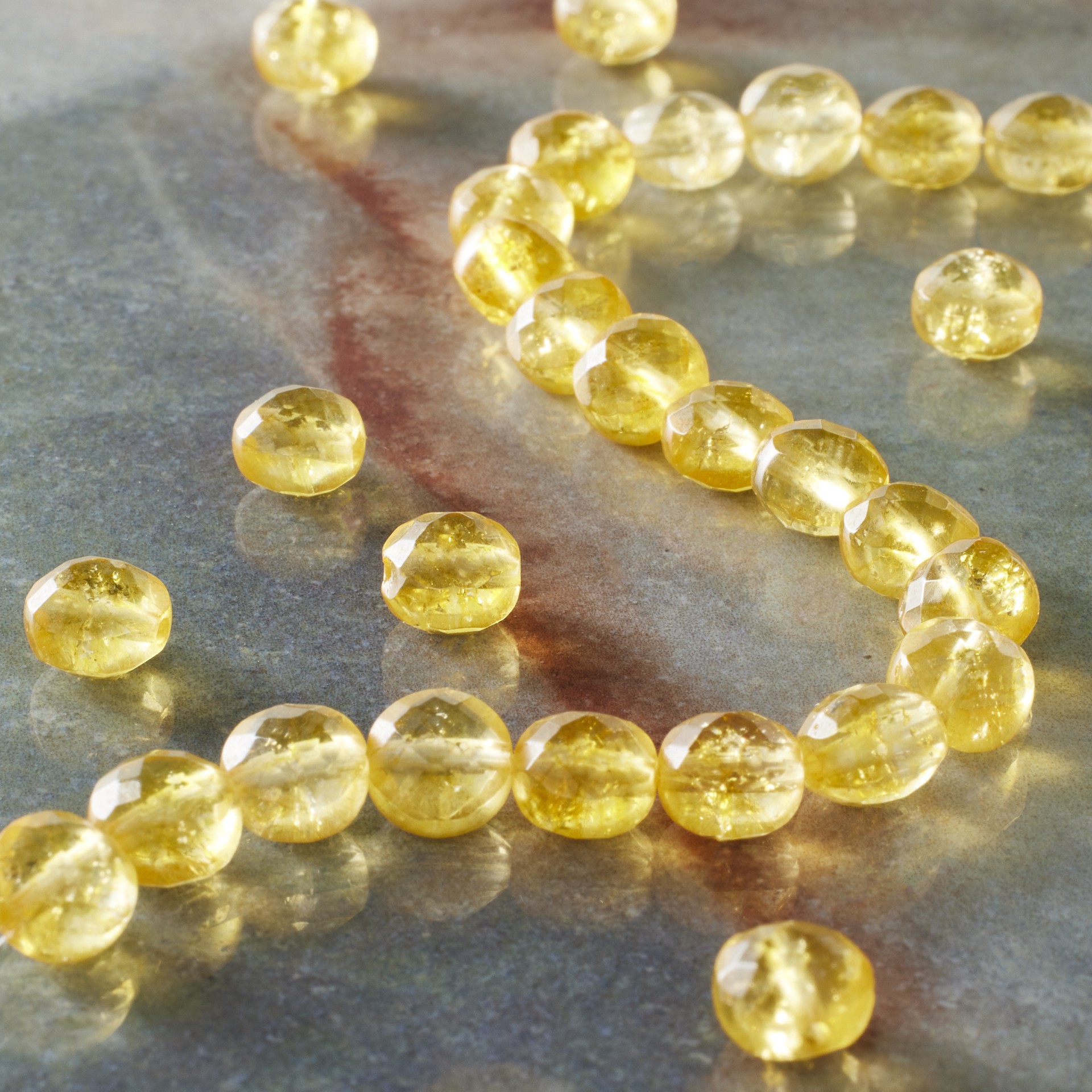 slide 2 of 3, Yellow Faceted Citrine Coin Beads By Bead Landing, 6 mm