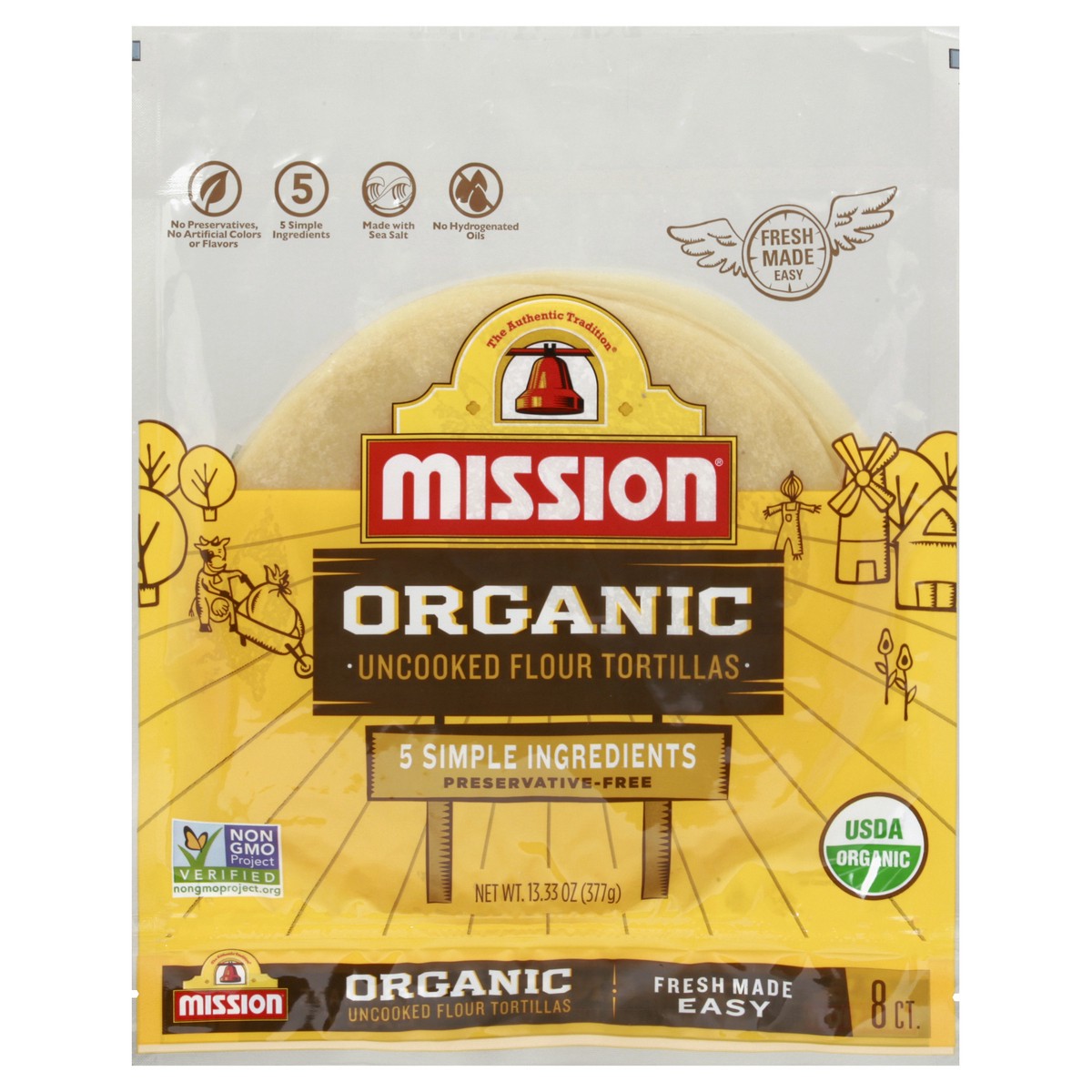 slide 6 of 13, Mission Organic Uncooked Flour Tortillas 8 ea, 8 ct