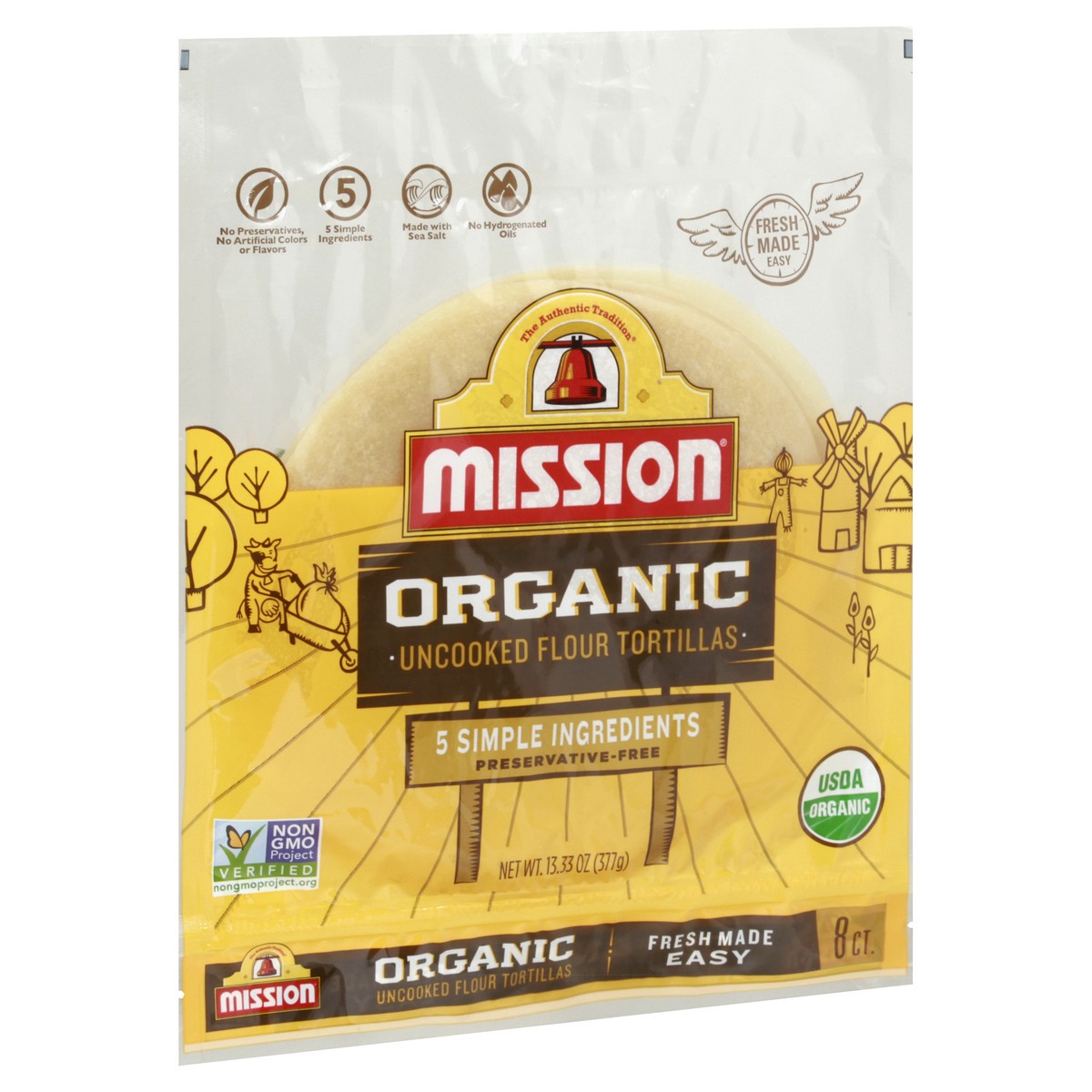 slide 7 of 13, Mission Organic Uncooked Flour Tortillas 8 ea, 8 ct