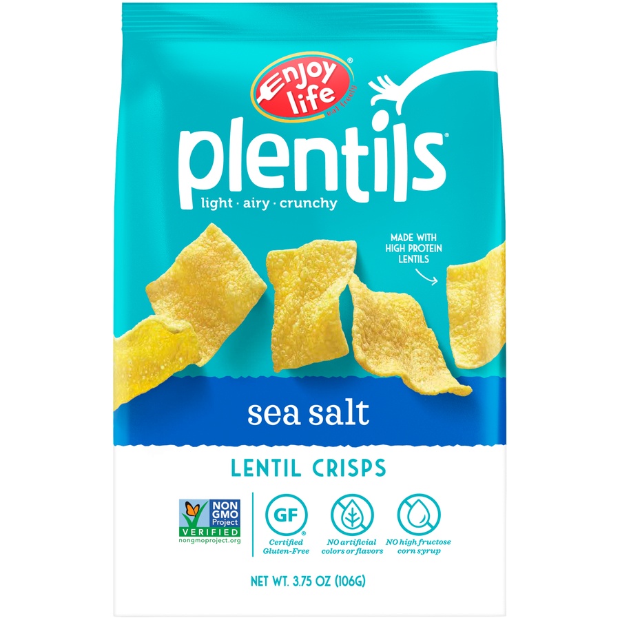 slide 1 of 8, Plentils Sea Salt Lentil Crisps, 3.75 oz