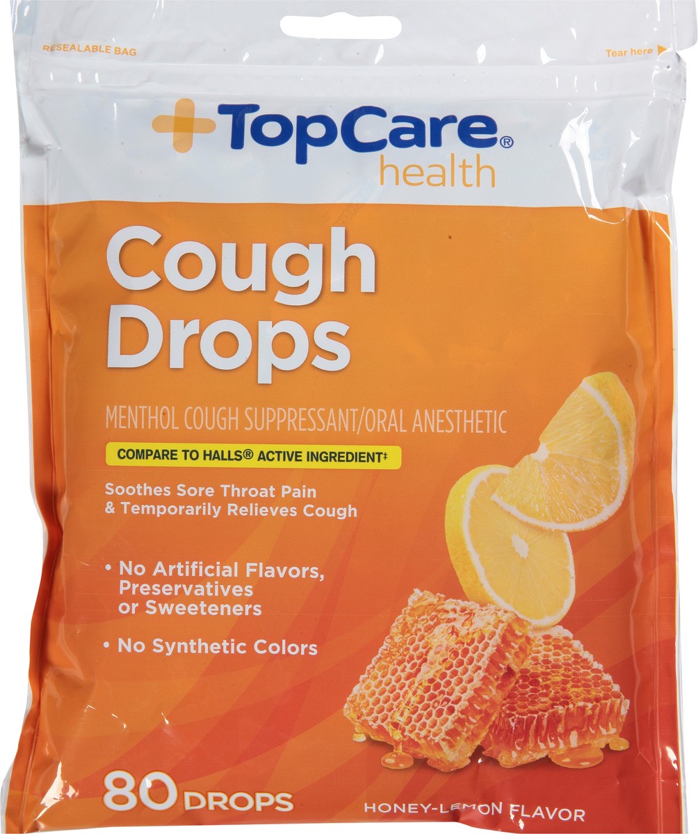 slide 7 of 10, Topcare Cough Drops, Honey-Lemon Flavor, 80 ct