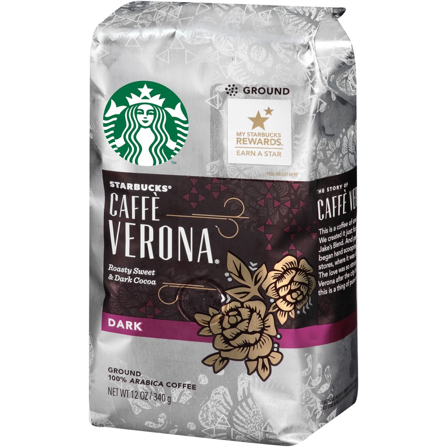 slide 3 of 6, Starbucks Caffè Verona, Ground Coffee, Dark Roast, 12 oz