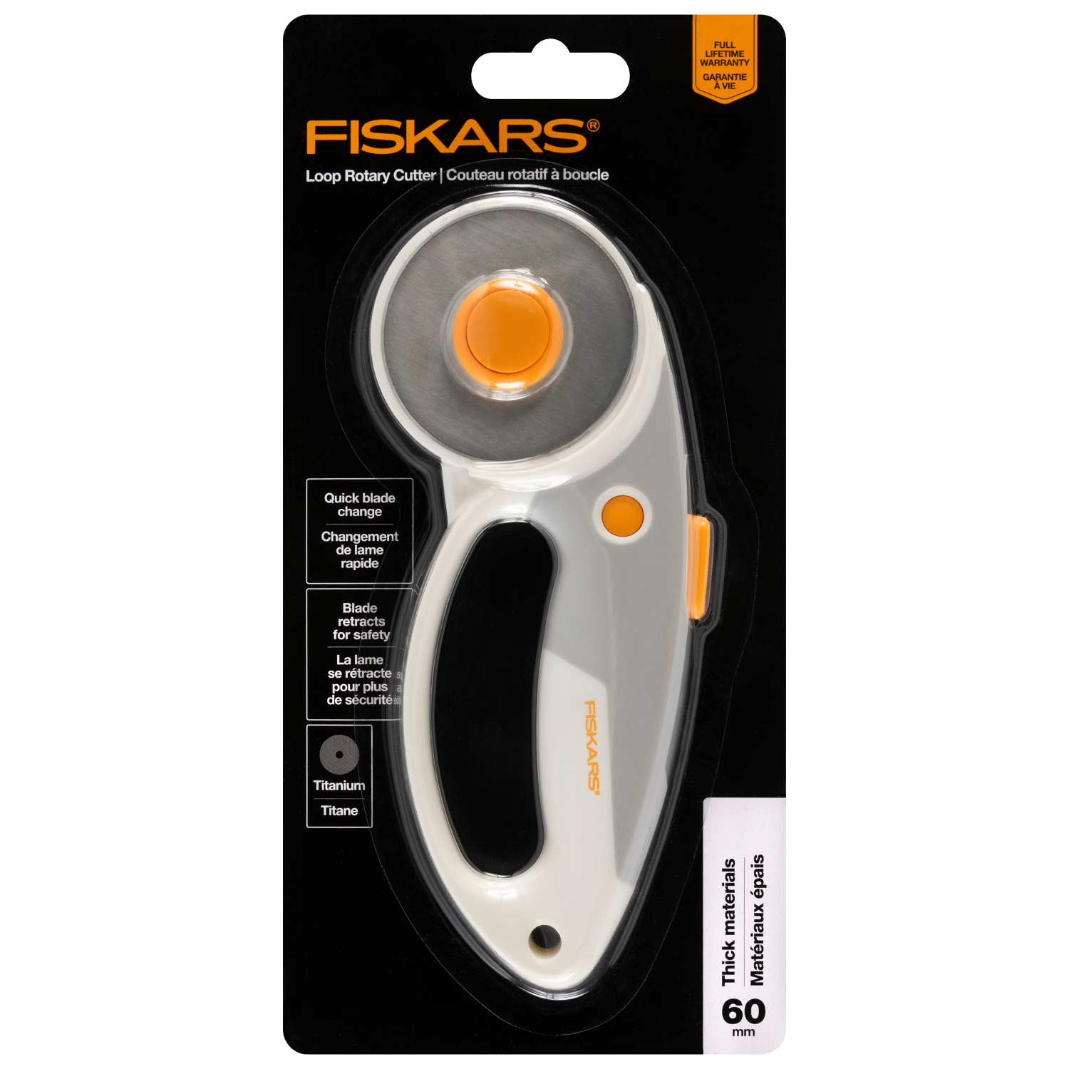 slide 1 of 4, Fiskars Titanium Loop Rotary Cutter 60 mm, 60 mm