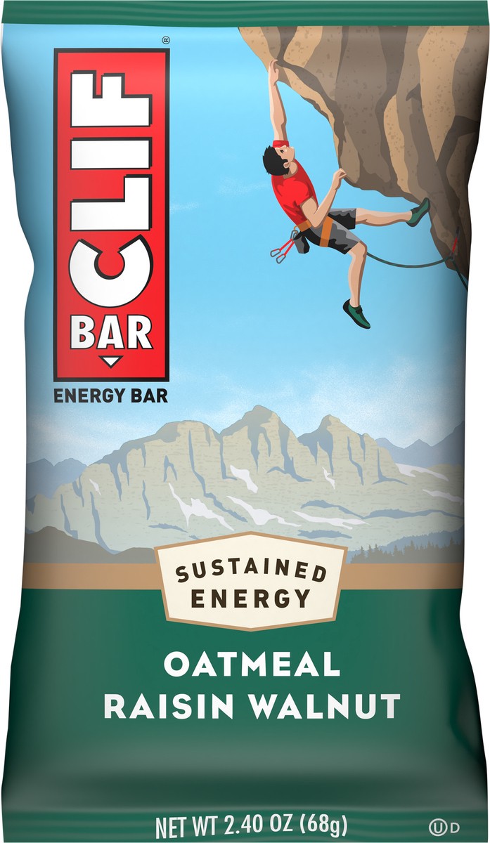 slide 10 of 11, CLIF BAR - Oatmeal Raisin Walnut - Made with Organic Oats - 10g Protein - Non-GMO - Plant Based - Energy Bar - 2.4 oz., 2.4 oz