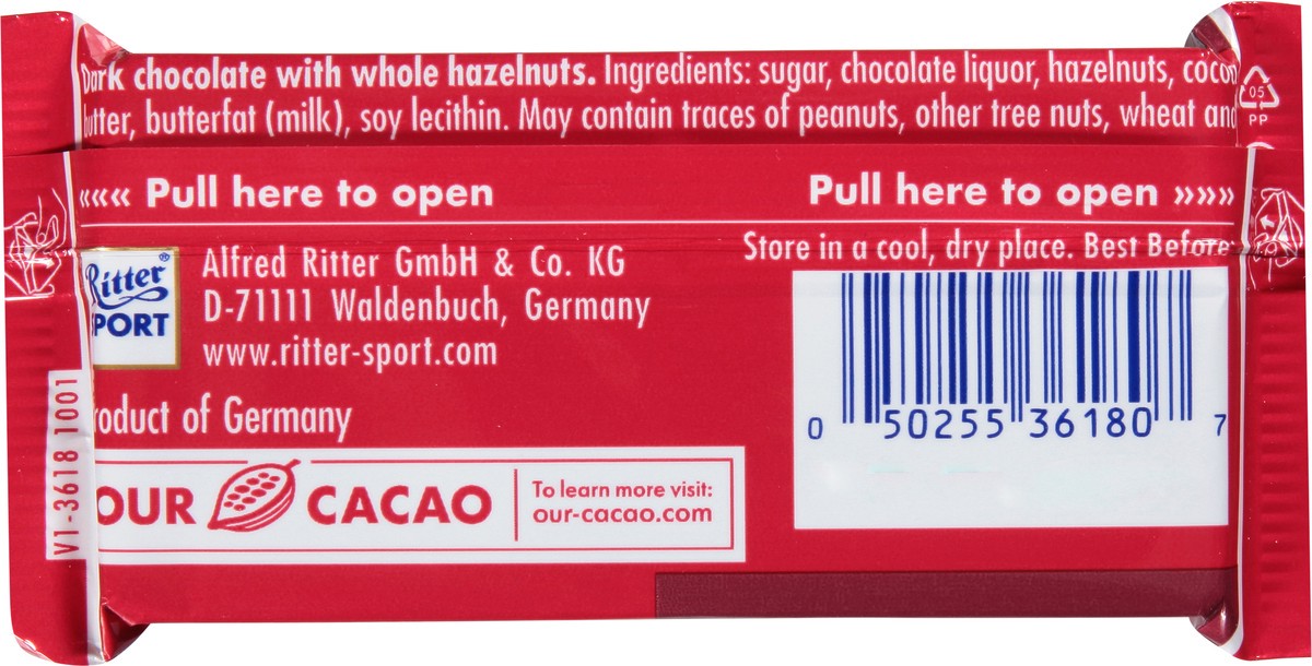 slide 7 of 9, Ritter Sport Dark Chocolate Hazelnut, 1.18z