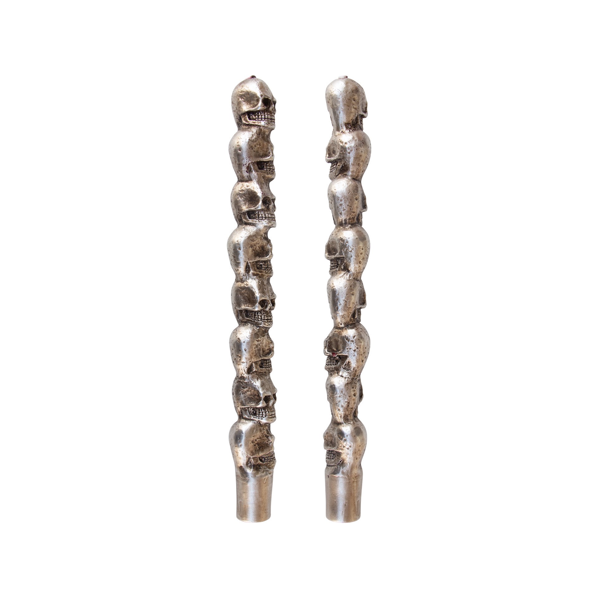 slide 2 of 3, 10" Gold Skull Bleeding Unscented Taper Candles, 2ct. By Ashland, 2 ct