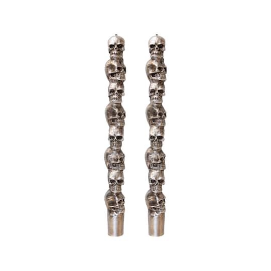 slide 1 of 3, 10" Gold Skull Bleeding Unscented Taper Candles, 2ct. By Ashland, 2 ct