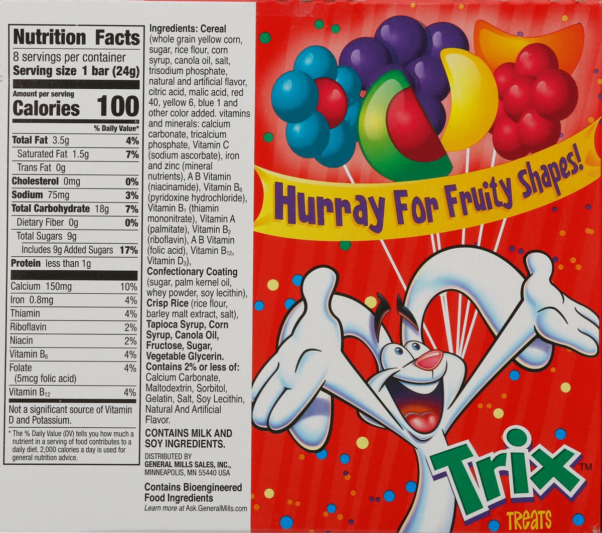 slide 2 of 10, Trix Breakfast Cereal Treat Bars, Snack Bars, 8 ct, 8 ct