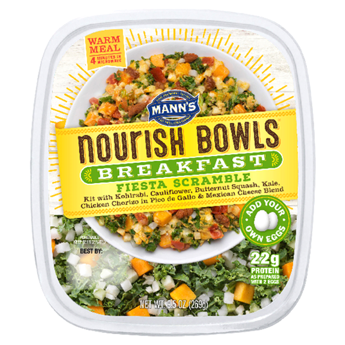 slide 1 of 1, Mann's Nourish Breakfast Bowls Fiest, 9.5 oz