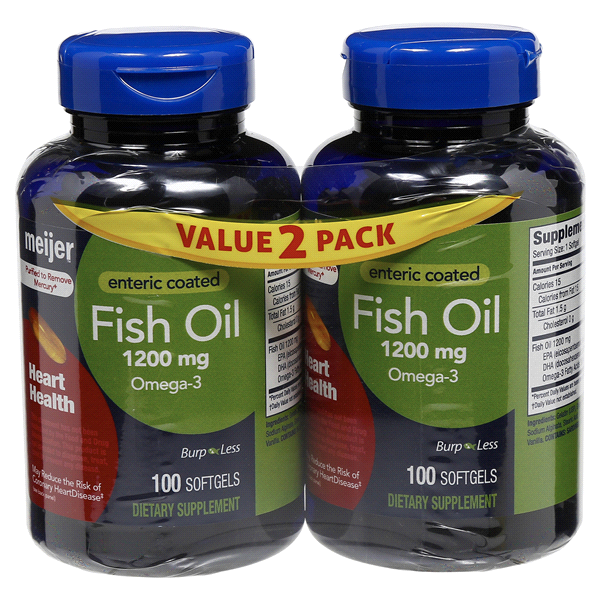 slide 1 of 4, Meijer Fish Oil 1200 mg, Value, 100 ct