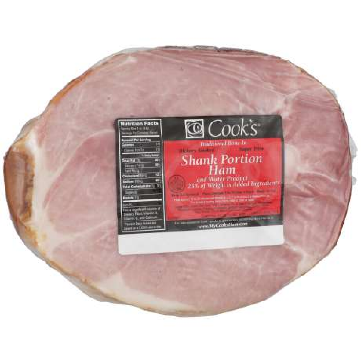 slide 1 of 19, Cook's Fully Cooked Bone-In Shank Portion Hickory Smoked Ham, per lb