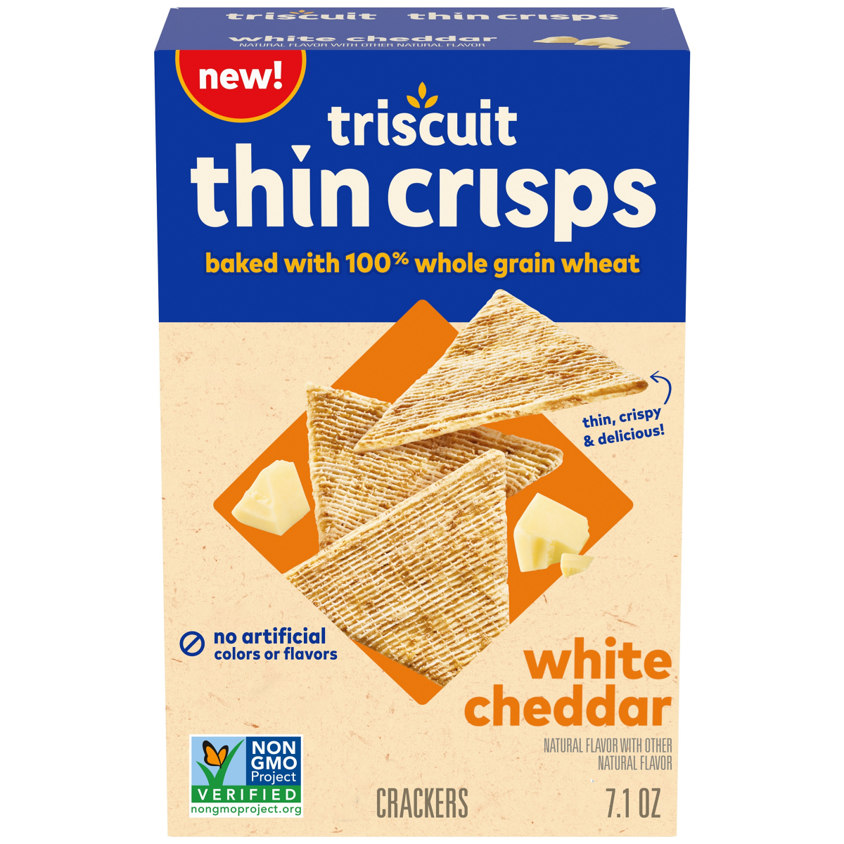 slide 1 of 13, Triscuit Thin Crisps Crackers White Cheddardar Flavor, 7.1 oz